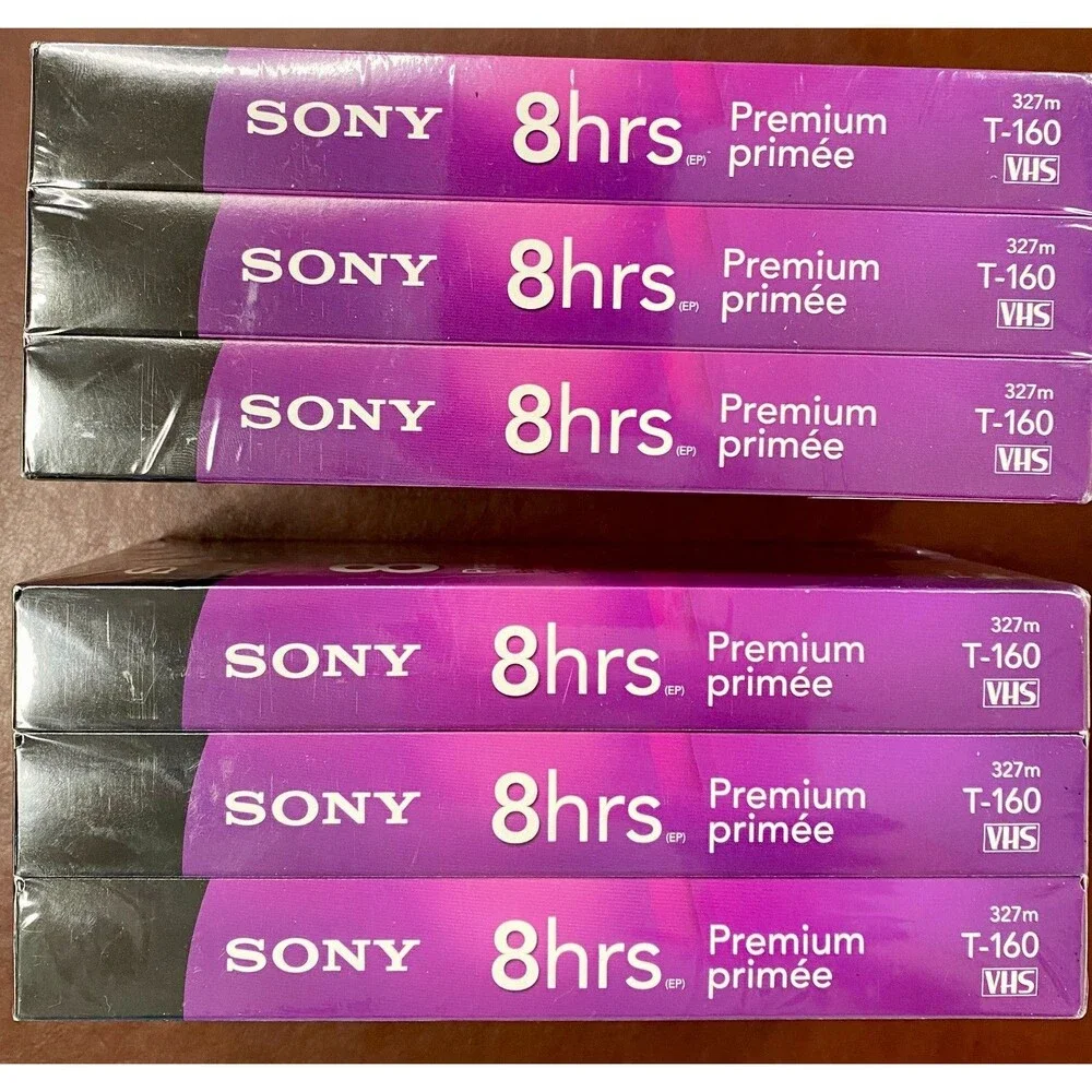 Sony 8 HRS 6 Premium T-160VL Blank VHS Tapes NEW SEALED